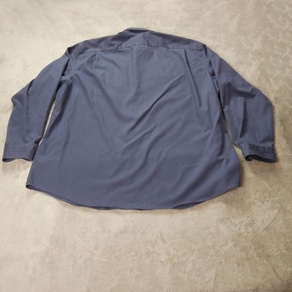 L.L. Bean Button Down Shirt Mens 2XL Navy Blue Long Sleeve Wrinkle Resistance - Picture 3 of 12